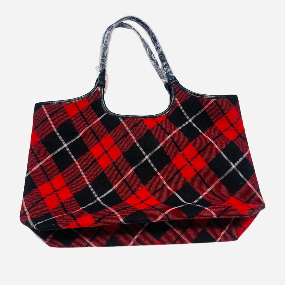 Victoria's Secret Red and Black Plaid Tote Bag NWT! - Picture 2 of 9